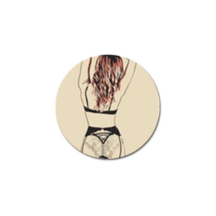 Sweetest tease - perfect redhead girl in black lingerie, sensual illustration Golf Ball Marker