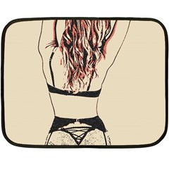 Sweetest tease - perfect redhead girl in black lingerie, sensual illustration Double Sided Fleece Blanket (Mini) 