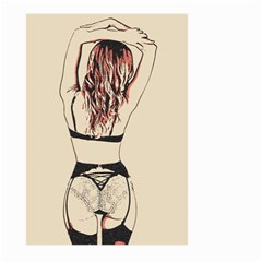 Sweetest tease - perfect redhead girl in black lingerie, sensual illustration Large Garden Flag (Two Sides)