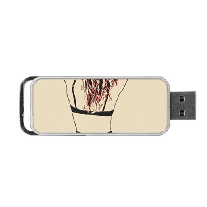 Sweetest tease - perfect redhead girl in black lingerie, sensual illustration Portable USB Flash (One Side)