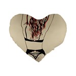 Sweetest tease - perfect redhead girl in black lingerie, sensual illustration Standard 16  Premium Heart Shape Cushions Front