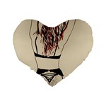 Sweetest tease - perfect redhead girl in black lingerie, sensual illustration Standard 16  Premium Heart Shape Cushions Back