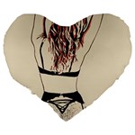 Sweetest tease - perfect redhead girl in black lingerie, sensual illustration Large 19  Premium Heart Shape Cushions Back