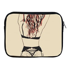 Sweetest tease - perfect redhead girl in black lingerie, sensual illustration Apple iPad 2/3/4 Zipper Cases