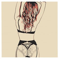 Sweetest Tease - Perfect Redhead Girl In Black Lingerie, Sensual Illustration Wooden Puzzle Square by Casemiro