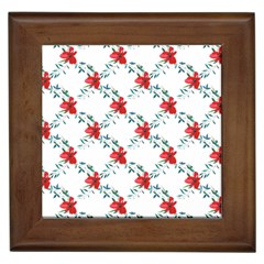 Poppies Pattern, Poppy Flower Symetric Theme, Floral Design Framed Tile by Casemiro