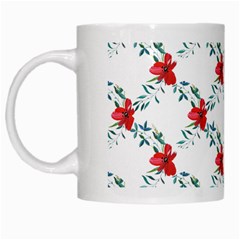 Poppies Pattern, Poppy Flower Symetric Theme, Floral Design White Mugs by Casemiro