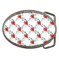 Poppies Pattern, Poppy Flower Symetric Theme, Floral Design Belt Buckles by Casemiro