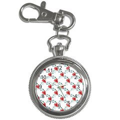 Poppies Pattern, Poppy Flower Symetric Theme, Floral Design Key Chain Watches by Casemiro