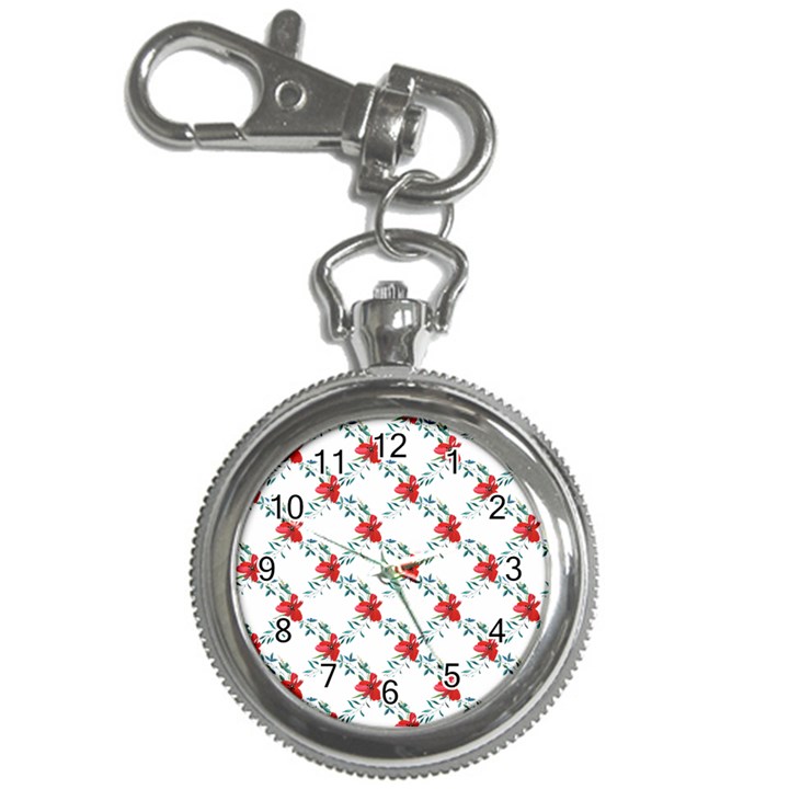 Poppies pattern, poppy flower symetric theme, floral design Key Chain Watches