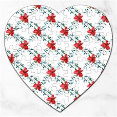 Poppies Pattern, Poppy Flower Symetric Theme, Floral Design Jigsaw Puzzle (heart) by Casemiro