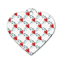 Poppies Pattern, Poppy Flower Symetric Theme, Floral Design Dog Tag Heart (one Side) by Casemiro