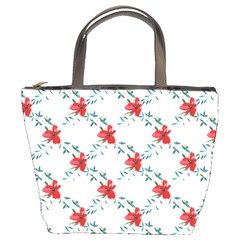 Poppies Pattern, Poppy Flower Symetric Theme, Floral Design Bucket Bag by Casemiro