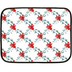 Poppies Pattern, Poppy Flower Symetric Theme, Floral Design Fleece Blanket (mini) by Casemiro