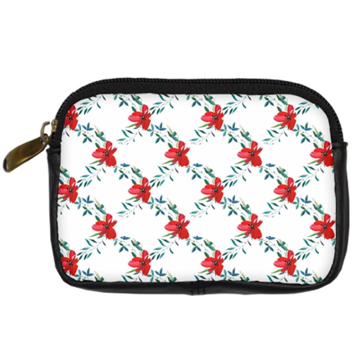 Poppies pattern, poppy flower symetric theme, floral design Digital Camera Leather Case