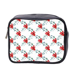 Poppies Pattern, Poppy Flower Symetric Theme, Floral Design Mini Toiletries Bag (two Sides) by Casemiro