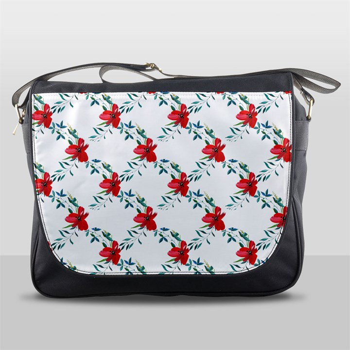 Poppies pattern, poppy flower symetric theme, floral design Messenger Bag