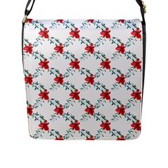 Poppies Pattern, Poppy Flower Symetric Theme, Floral Design Flap Closure Messenger Bag (l) by Casemiro