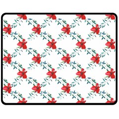 Poppies Pattern, Poppy Flower Symetric Theme, Floral Design Double Sided Fleece Blanket (medium)  by Casemiro