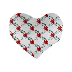 Poppies Pattern, Poppy Flower Symetric Theme, Floral Design Standard 16  Premium Flano Heart Shape Cushions by Casemiro