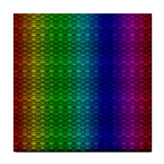 Rainbow Colored Scales Pattern, Full Color Palette, Fish Like Tile Coaster by Casemiro