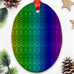 Rainbow Colored Scales Pattern, Full Color Palette, Fish Like Ornament (oval) by Casemiro