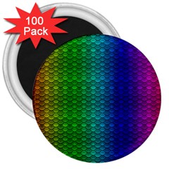 Rainbow Colored Scales Pattern, Full Color Palette, Fish Like 3  Magnets (100 Pack) by Casemiro