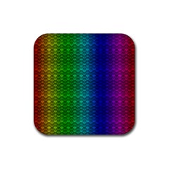 Rainbow Colored Scales Pattern, Full Color Palette, Fish Like Rubber Coaster (square)  by Casemiro