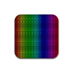 Rainbow Colored Scales Pattern, Full Color Palette, Fish Like Rubber Square Coaster (4 Pack)  by Casemiro