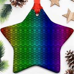 Rainbow Colored Scales Pattern, Full Color Palette, Fish Like Star Ornament (two Sides) by Casemiro