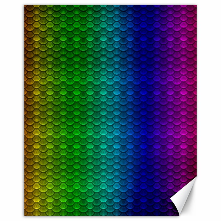 Rainbow colored scales pattern, full color palette, fish like Canvas 16  x 20 