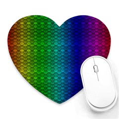 Rainbow Colored Scales Pattern, Full Color Palette, Fish Like Heart Mousepads by Casemiro