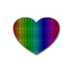 Rainbow Colored Scales Pattern, Full Color Palette, Fish Like Heart Coaster (4 Pack) 