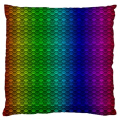 Rainbow Colored Scales Pattern, Full Color Palette, Fish Like Large Cushion Case (two Sides) by Casemiro