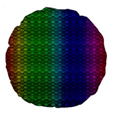 Rainbow Colored Scales Pattern, Full Color Palette, Fish Like Large 18  Premium Round Cushions