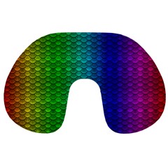 Rainbow Colored Scales Pattern, Full Color Palette, Fish Like Travel Neck Pillow by Casemiro