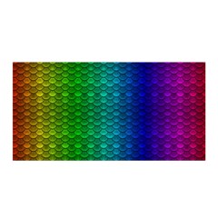 Rainbow Colored Scales Pattern, Full Color Palette, Fish Like Satin Wrap by Casemiro