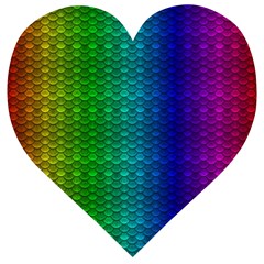 Rainbow Colored Scales Pattern, Full Color Palette, Fish Like Wooden Puzzle Heart by Casemiro