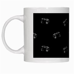 Vintage Car Motif Print Pattern White Mugs by dflcprintsclothing