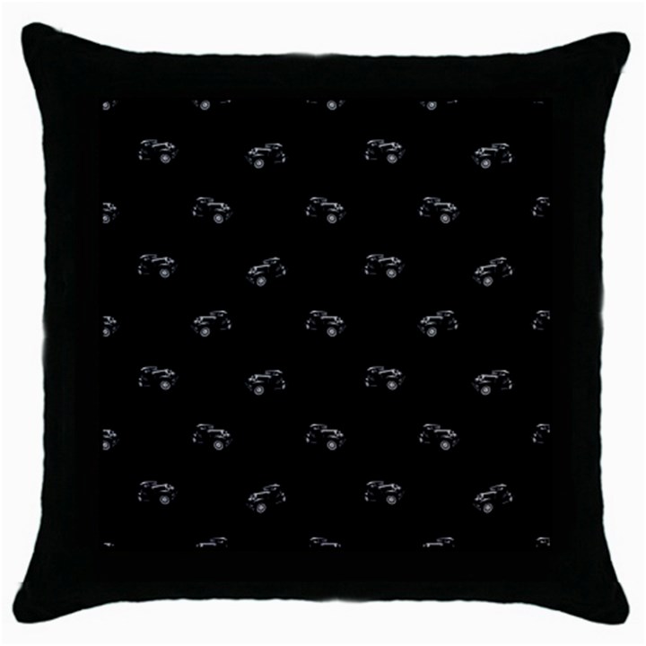 Vintage Car Motif Print Pattern Throw Pillow Case (Black)