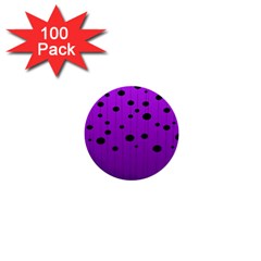 Two Tone Purple With Black Strings And Ovals, Dots  Geometric Pattern 1  Mini Buttons (100 Pack)  by Casemiro