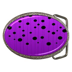 Two Tone Purple With Black Strings And Ovals, Dots  Geometric Pattern Belt Buckles by Casemiro