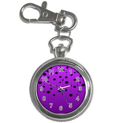 Two Tone Purple With Black Strings And Ovals, Dots  Geometric Pattern Key Chain Watches by Casemiro