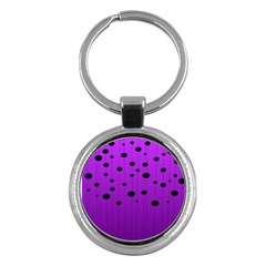 Two Tone Purple With Black Strings And Ovals, Dots  Geometric Pattern Key Chain (round) by Casemiro