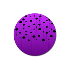 Two Tone Purple With Black Strings And Ovals, Dots  Geometric Pattern Magnet 3  (round) by Casemiro