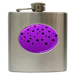 Two Tone Purple With Black Strings And Ovals, Dots  Geometric Pattern Hip Flask (6 Oz) by Casemiro