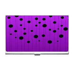 Two Tone Purple With Black Strings And Ovals, Dots  Geometric Pattern Business Card Holder by Casemiro