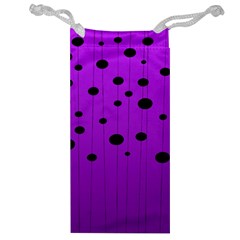 Two Tone Purple With Black Strings And Ovals, Dots  Geometric Pattern Jewelry Bag by Casemiro