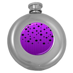 Two Tone Purple With Black Strings And Ovals, Dots  Geometric Pattern Round Hip Flask (5 Oz) by Casemiro