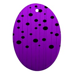 Two Tone Purple With Black Strings And Ovals, Dots  Geometric Pattern Oval Ornament (two Sides) by Casemiro